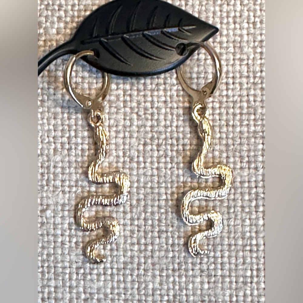 EUC Gold Textured Snake Earrings